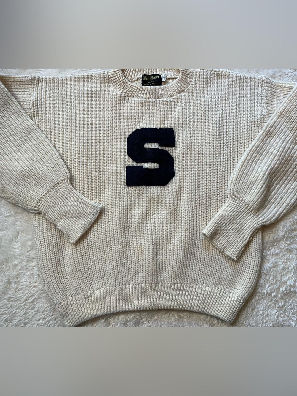 Vintage Penn State Sweater Jack Harper Rare Beige Wool XL